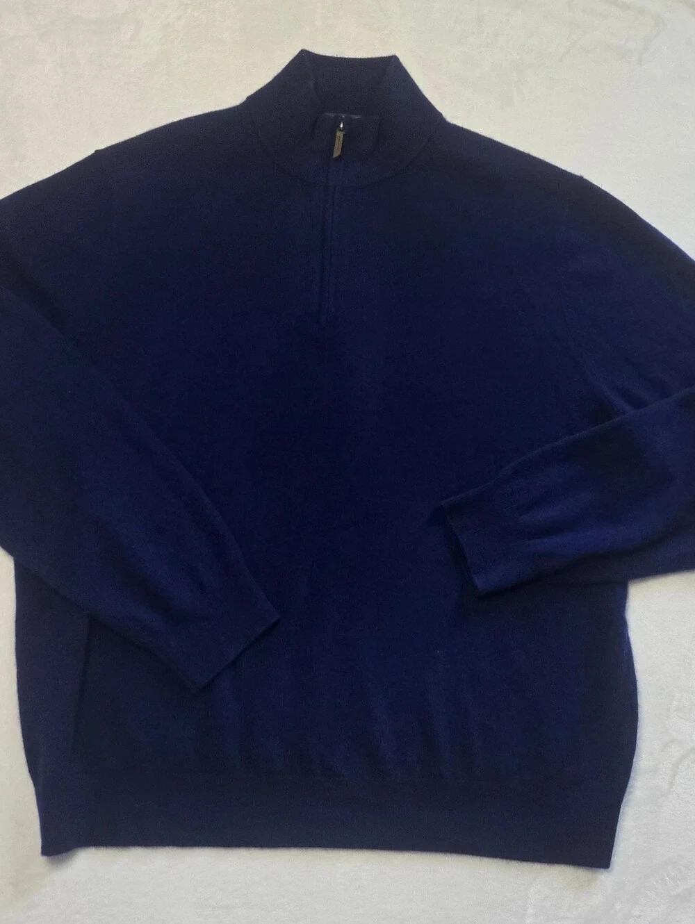 Biltmore Pure Cashmere Navy Quarter Zip Pullover Sweater XXL